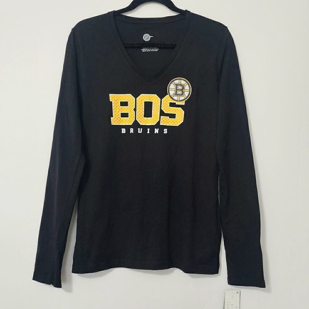 Women's Boston Bruins - S,‎ M, L, XL - V-neck Long Sleeves t-shirt - Black